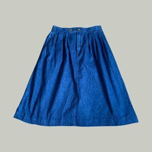 Vintage A-Line Denim Midi Skirt